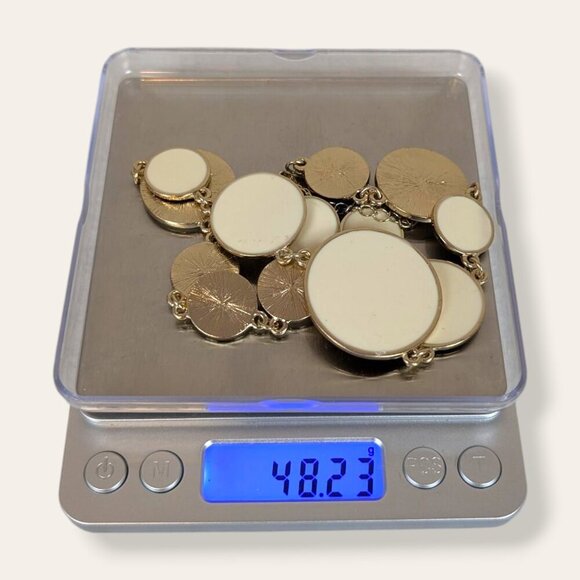 (2/$20) White Enamel Circle Statement Necklace - Picture 6 of 6